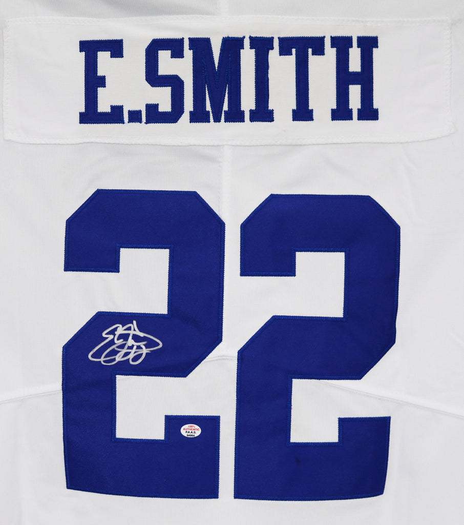 Emmitt Smith Dallas Cowboys Signed Autographed White #22 Jersey COA –