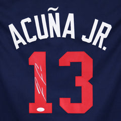 Ronald Acuna Jr. Atlanta Braves Signed Autographed Dark Blue #13 Custom Jersey JSA COA