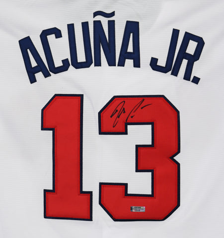 Ronald Acuna Jr. Atlanta Braves Signed Autographed White #13 Jersey Heritage Authentication COA