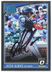 Ozzie Albies Atlanta Braves Signed Autographed 2018 Donruss Optic #36 Rated Rookie Baseball Card Five Star Certified