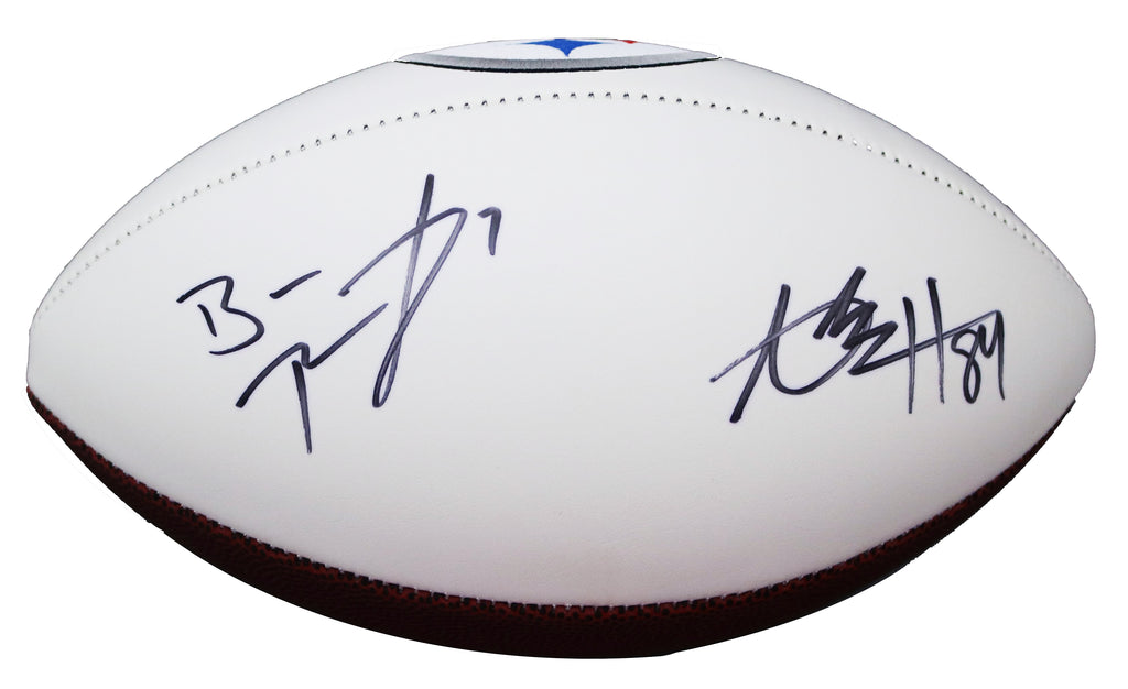 Ben Roethlisberger Antonio Brown Steelers Autographed Logo Football –
