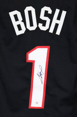 Chris Bosh Miami Heat Signed Autographed Black #1 Custom Jersey PAAS COA - DEFECT