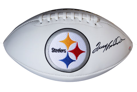 Terry Bradshaw Pittsburgh Steelers Signed Autographed White Panel Logo Football PAAS COA