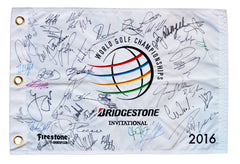 2016 Bridgestone Invitational Tournament Signed Autographed Golf Pin Flag CAS Letter COA * 46 Autographs * Phil Mickelson Rory McIlroy Jordan Spieth Justin Thomas Bubba Watson