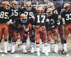 Cleveland Browns Kardiac Kids Signed Autographed 16" x 20" Huddle Photo Witnessed Global COA 7 Autographs Sipe