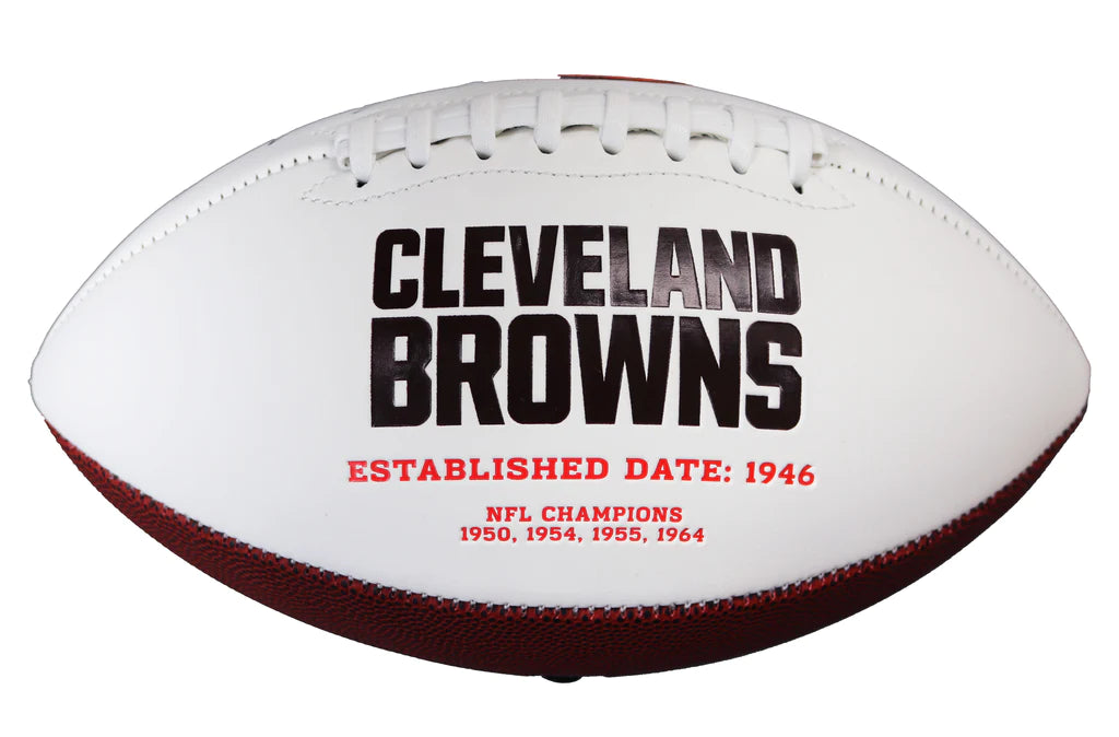 Jim Brown Cleveland Browns Autographed White Panel Logo Football