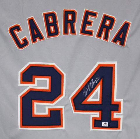 Miguel Cabrera Detroit Tigers Signed Autographed Gray #24 Custom Jersey Global COA - TORN STICKER