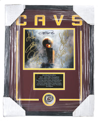 Cleveland Cavaliers Cavs 2015-16 NBA Finals Champions Team Signed Autographed 21-1/4" x 17-1/4" Framed Photo with Replica Champions Ring PAAS Letter COA Lebron Kyrie Love
