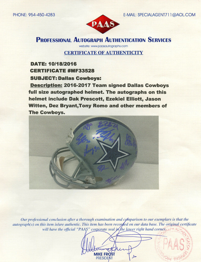 DAK PRESCOTT & EZEKIEL ELIOT DALLAS COWBOYS hand signed LOGO FOOTBALL  W/COA