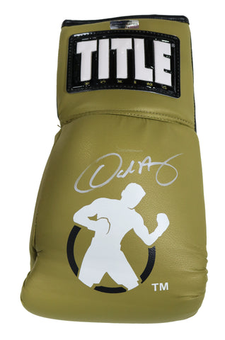 Oscar De La Hoya Signed Autographed Gold Boxing Glove Heritage Authentication COA