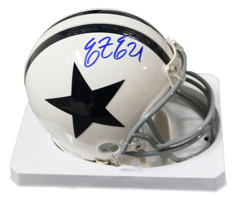 Ezekiel Elliott Dallas Cowboys Signed Autographed White Throwback Mini Helmet PAAS COA