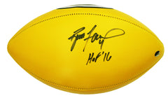Brett Favre Green Bay Packers Signed Autographed Yellow Packers Logo Football PAAS COA
