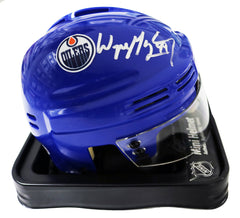 Wayne Gretzky Edmonton Oilers Signed Autographed Blue Hockey Mini Helmet PAAS COA