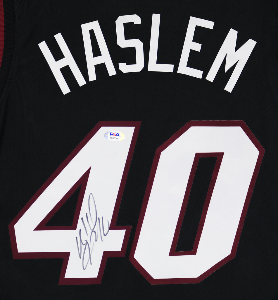 Udonis Haslem Miami Heat Signed Autographed Black #40 Jersey PSA