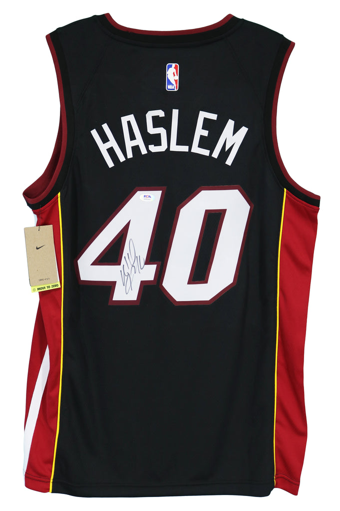Udonis Haslem Miami Heat Signed Autographed Black #40 Jersey PSA