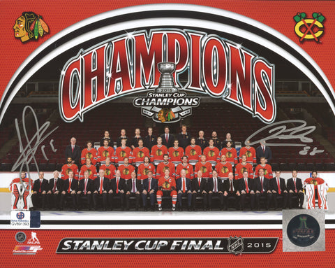 Patrick Kane and Jonathan Toews Chicago Blackhawks Dual Signed Autographed 8" x 10" Stanley Cup Champions Photo Global COA
