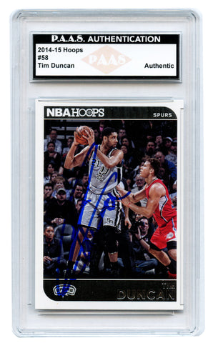 Tim Duncan San Antonio Spurs Signed Autographed 2014-15 Hoops #58 Basketball Card PAAS Certified