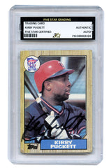 Kirby Puckett Minnesota Twins Signed Autographed 1987 Topps #450 Baseball Card Five Star Grading Certified