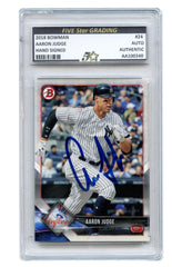 Aaron Judge New York Yankees Signed Autographed 2018 Bowman #24 Baseball Card Five Star Grading Certified