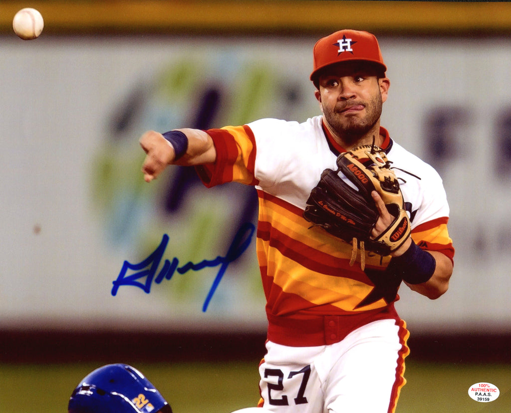 Jose Altuve Houston Astros Signed Autographed 8 x 10 Photo PAAS COA -  SIGNATURE BLED