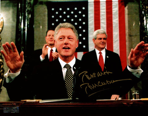 President Bill Clinton Signed Autographed 8" x 10" Speaking Photo Heritage Authentication COA