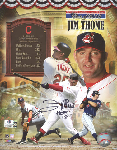 Jim Thome Cleveland Indians Signed Autographed 8" x 10" Hall of Fame Photo Global COA
