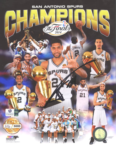 Tim Duncan San Antonio Spurs Signed Autographed 8" x 10" 2014 Finals Champions Photo Global COA