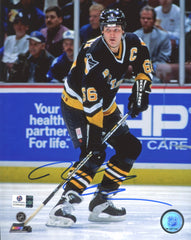 Mario Lemieux Pittsburgh Penguins Signed Autographed 8" x 10" Puck Handling Photo Global COA