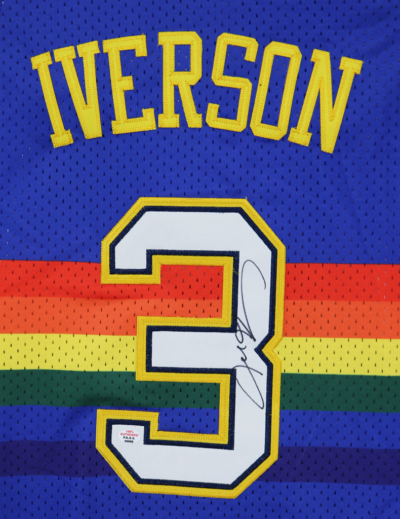 Allen Iverson Denver Nuggets Signed Autographed Blue Throwback Jersey –