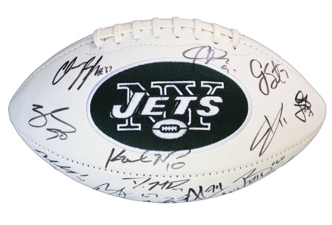New York Jets 2015 Team Signed Autographed White Panel Logo Football Authenticated Ink COA