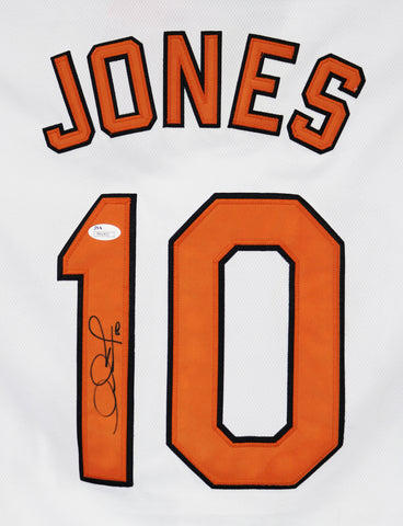 Adam Jones Baltimore Orioles Signed Autographed White #10 Jersey JSA COA