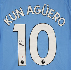 Sergio Kun Aguero Signed Autographed Manchester City Blue #10 Jersey PAAS COA