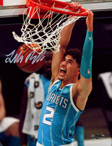 LaMelo Ball Charlotte Hornets Signed Autographed 8-1/2" x 11" Dunk Photo Heritage Authentication COA