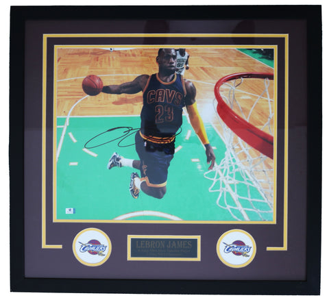 Lebron James Cleveland Cavaliers Cavs Signed Autographed 28" x 26" Framed Photo Global COA