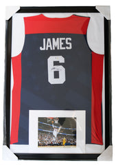 Lebron James Team USA Signed Autographed 39" x 27" Framed Jersey Display Global COA