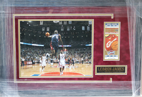Lebron James Cleveland Cavaliers Signed Autographed 27" x 18-3/8" Framed Ticket Display PAAS COA