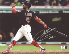 Francisco Lindor Cleveland Indians Signed Autographed 8" x 10" Home Run Swing Photo Global COA - TORN HOLOGRAM
