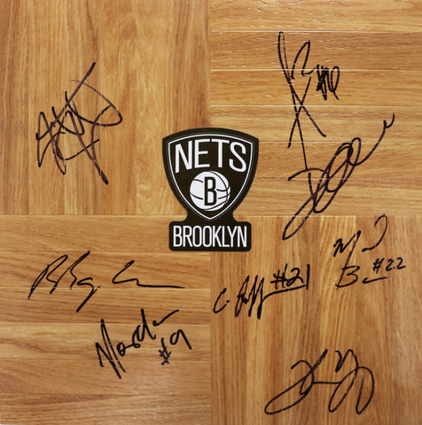 Brooklyn Nets 2014-15 Team Signed Autographed Basketball Floorboard Deron Williams