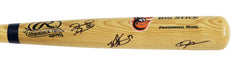 Bud Norris, Brad Bach and Caleb Joseph Baltimore Orioles Signed Autographed Rawlings Big Stick Natural Bat