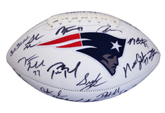 New England Patriots 2015-16 Team Signed Autographed White Panel Logo Football PAAS Letter COA Belichick Brady Gronkowski