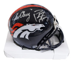Peyton Manning and John Elway Denver Broncos Dual Signed Autographed Football Mini Helmet Player Holograms