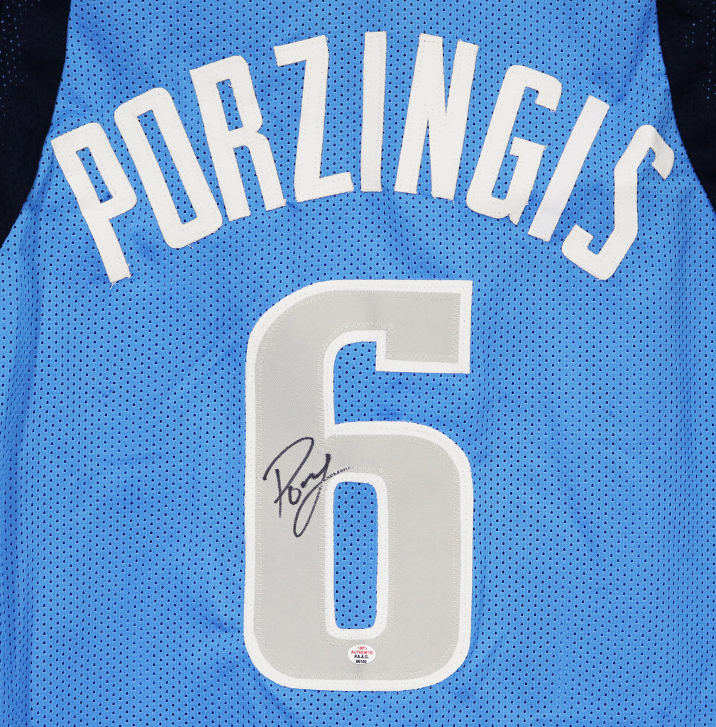 Kristaps Porzingis Dallas Mavericks Signed Autographed Blue #6 Jersey –