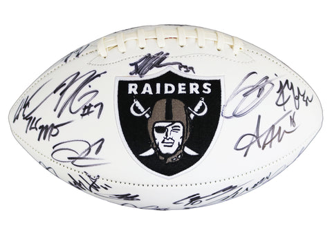 Oakland Raiders 2016 Team Signed Autographed White Panel Logo Football PAAS Letter COA