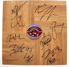 Toronto Raptors 2014-15 Team Signed Autographed Basketball Floorboard Round Logo