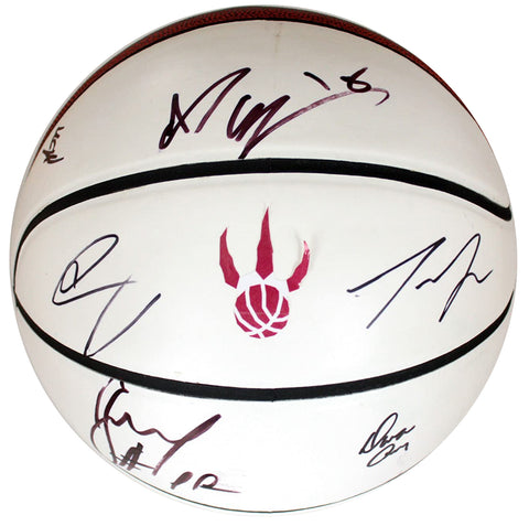 Toronto Raptors 2014-15 Team Signed Autographed White Panel Basketball Global COA