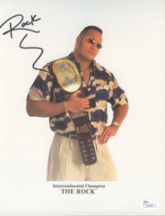 Dwayne The Rock Johnson WWE Wrestler Signed Autographed 8-1/2" x 11" WWF Intercontinental Champion Photo JSA COA