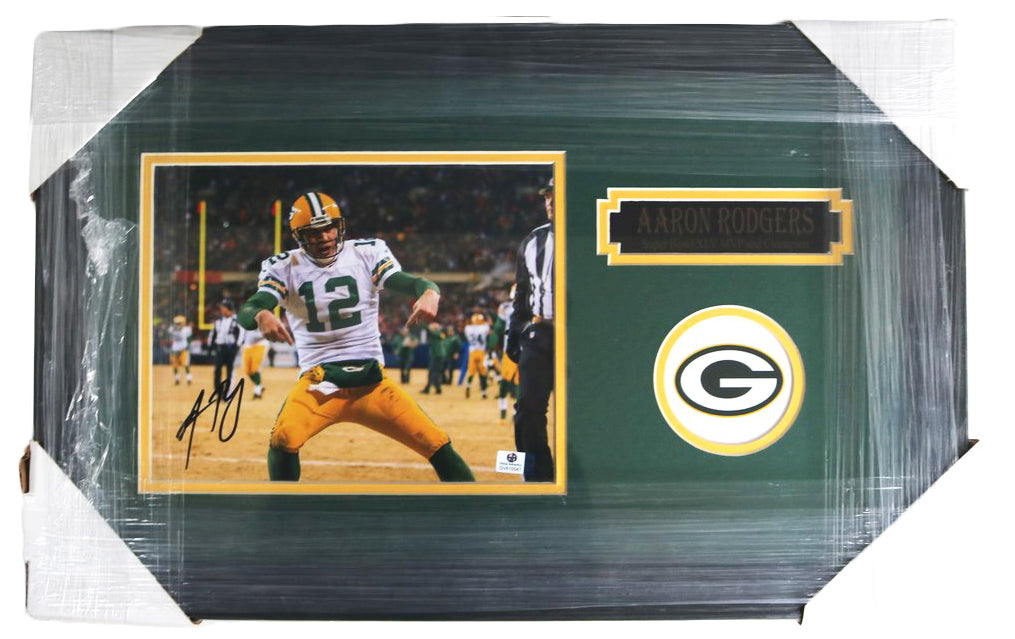 Aaron Rodgers Packers Signed Autographed 22' X 14' Framed Photo COA –