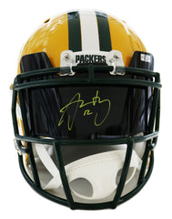 Aaron Rodgers Green Bay Packers Signed Autographed Football Visor with Riddell Full Size Speed Replica Football Helmet Heritage Authentication COA