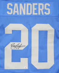 Barry Sanders Detroit Lions Signed Autographed Blue Throwback #20 Custom Jersey PAAS COA
