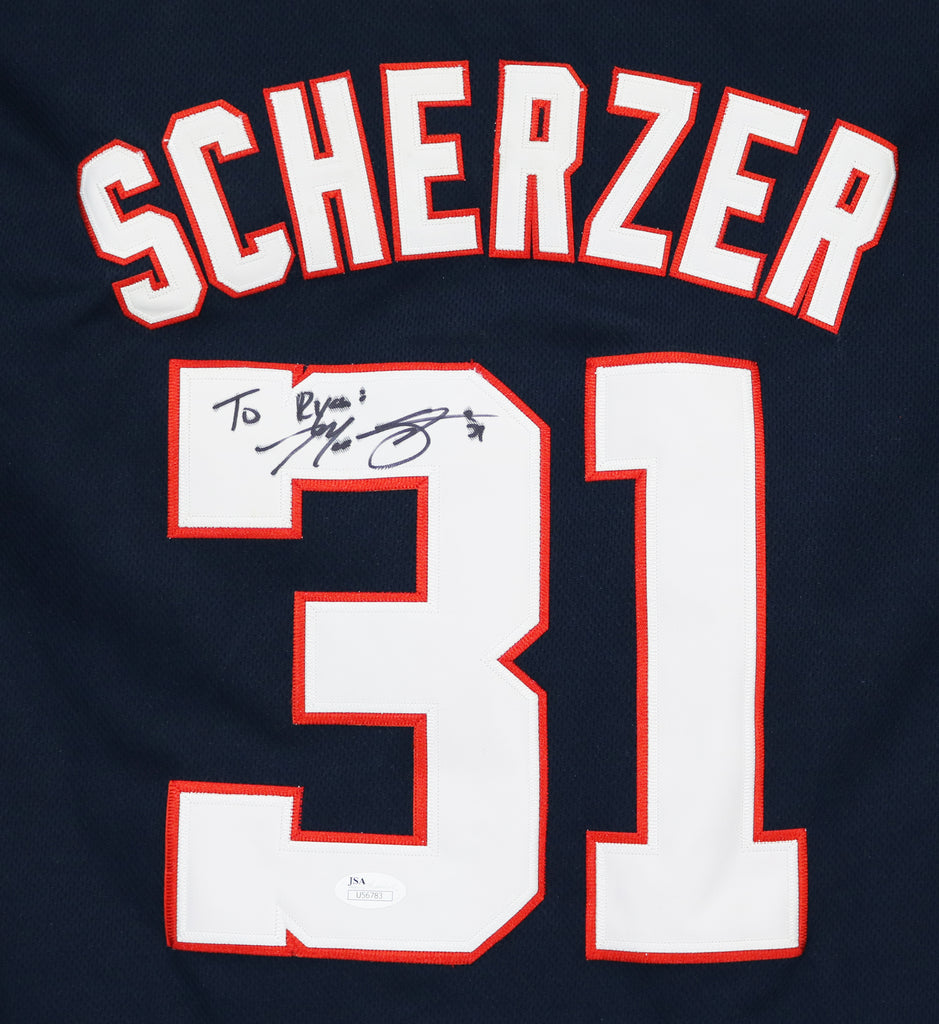 Max Scherzer Autographed Red Authentic Nationals Jersey